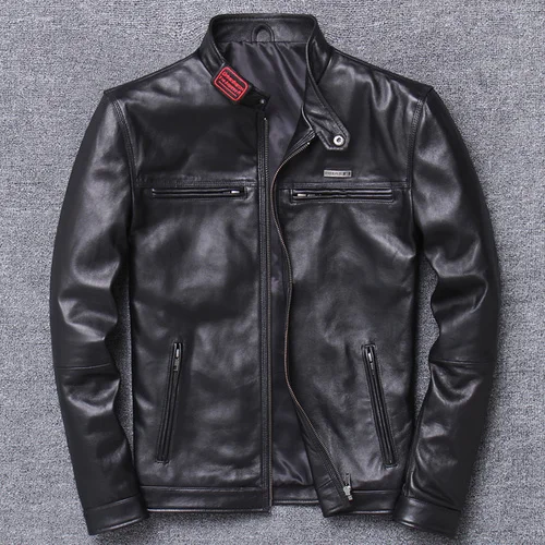 

100% Real Black Sheepskin Jackets for Men Genuine Leather Men's Coat Spring Autumn Men Clothing Korean Casual Man Jacket Xhl358