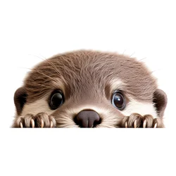 Cute Baby Otter Toilet Stickers for Bright Bathroom Decor - Vinyl Art Decals for Indoor and Outdoor Use (90983 - PVC)