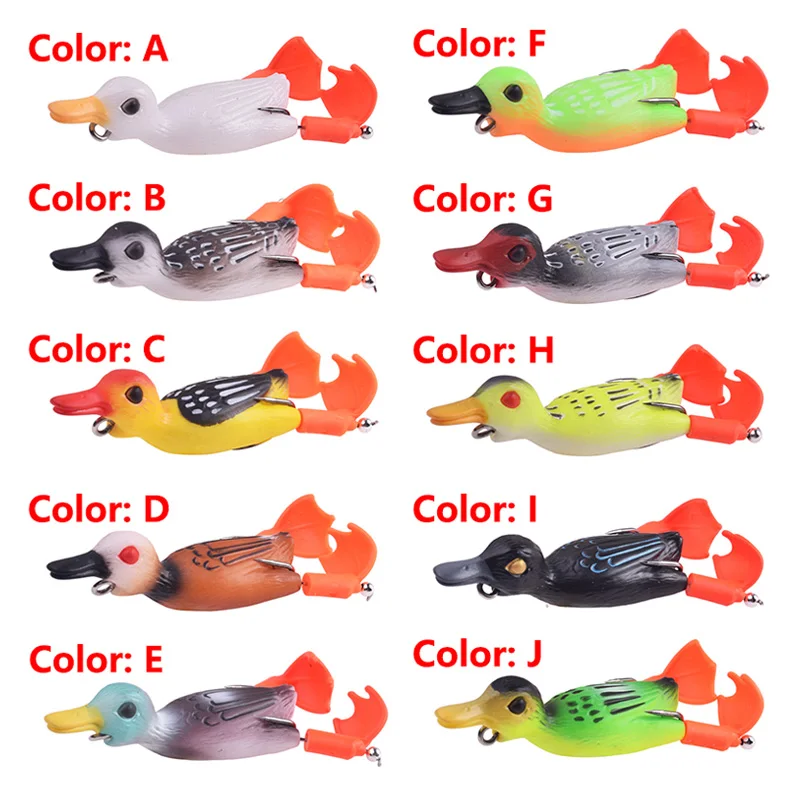 Topwater Ducking Silicone Fishing Soft Lures 9cm 11.5g Bass Frog Double  Propeller Flipper Duck Wobblers Artificial Rubber Bait​