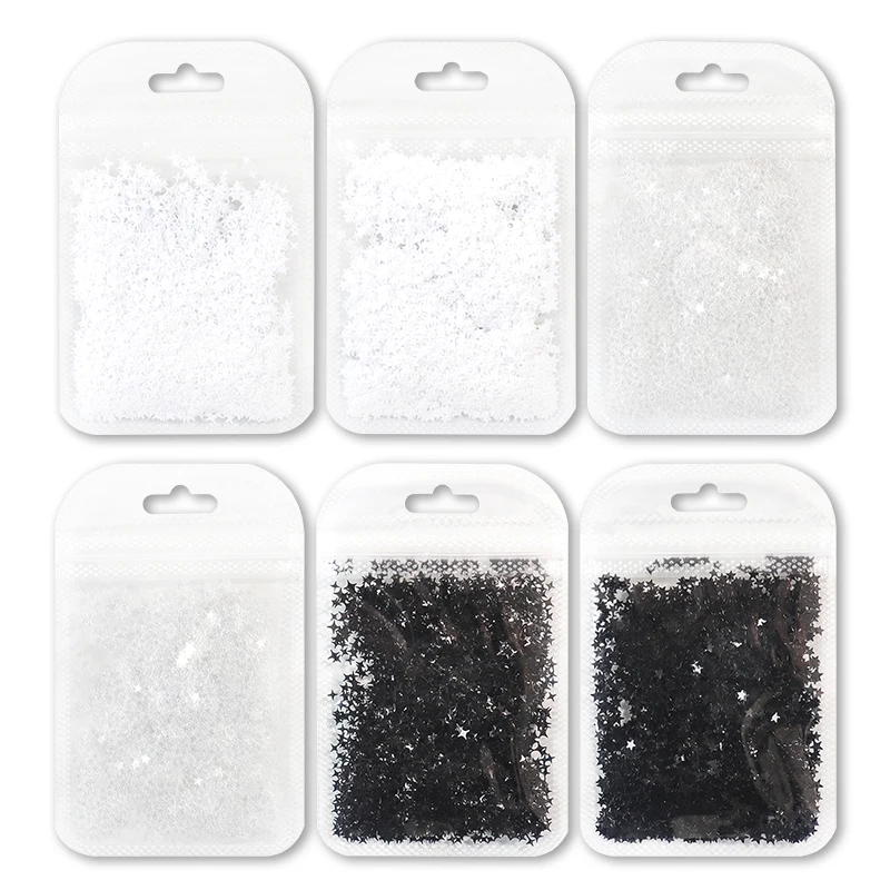 Stern-Nagelkunstflocken, glitzernd, weiß, schwarz, Aufkleber, glitzernde Mondform, Pailletten, glitzernde Paillette, DIY-Design, Dekorationen, Scheiben, Acce – Detail 7