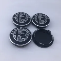 Set of 4 Premium 50MM Car Emblem Wheel Center Covers Hub Cap Stickers - 4pcs 50mm black caps (New black)