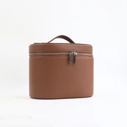 Spacious PU Leather Cosmetic Case with Personalized Monogramming (Brown)