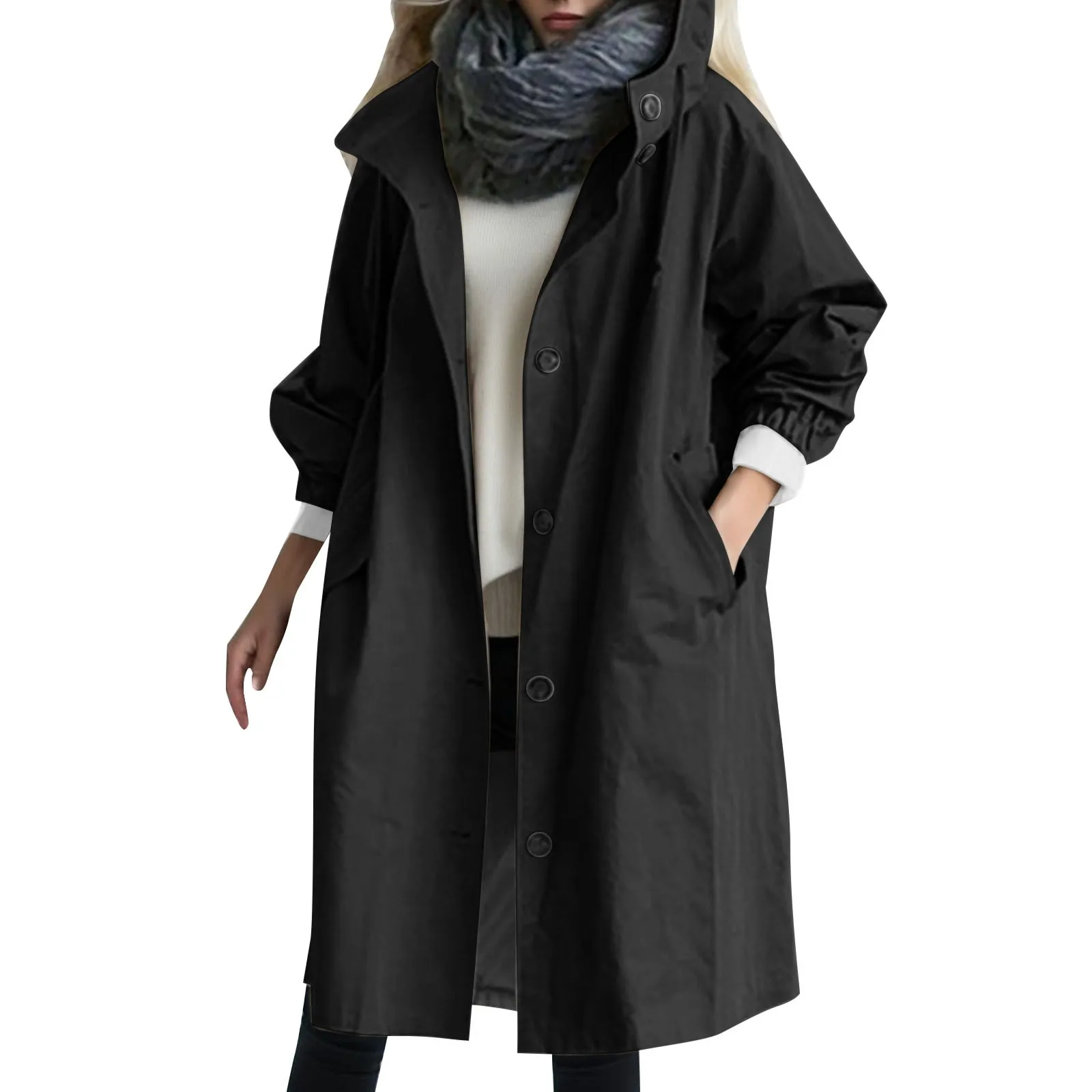 

Hooded Women's Loose Trench Coat Single Breasted Outwear Coat Womens Korean Style Windbreaker Wild Streetwear Women's Outwears