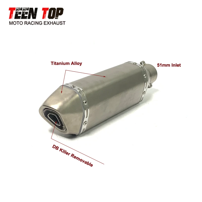 51MM Universal Motorcycle Exhaust 370MM Muffler With DB Killer Titanium Alloy AK Exhaust For Kawasaki Ninja300 Ninja400 Z400 - Image 6