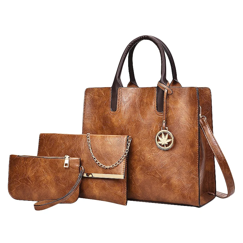 

Набор женских сумок из 3 предметов, модная однотонная сумка-мессенджер, сумка через плечо, кошелек, сумки для женщин