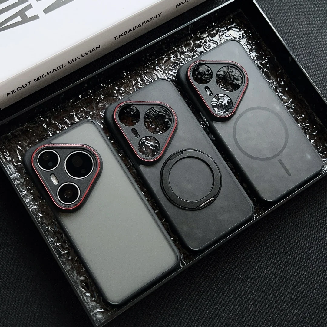 حافظة لهاتف هواوي بورا 80 الترا برو Magsafe شحن مغناطيسي أسود كاميرا دائرية الملمس غطاء الهاتف المحمول