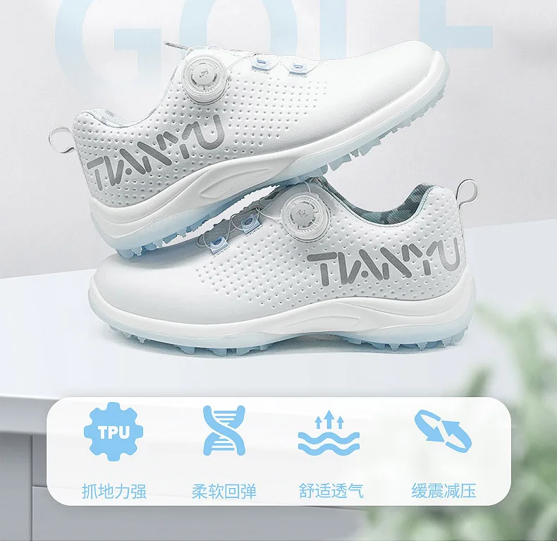 Description Picture 3 of itemTTYGJ Golf Women's Shoe Waterproof, Comfortable, Lightweight Snap Button Shock Absorbing Golf Sports Shoes Trendy, Breathable, a