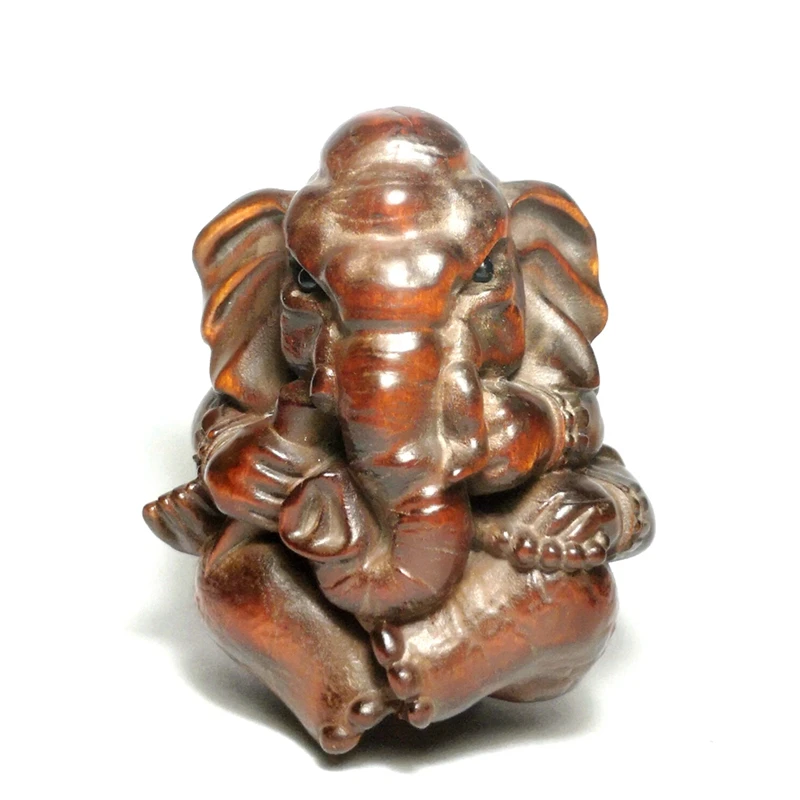 

1919 Antique art Size 2.8 Inch Old Chinese Hand carved Boxwood Wood Elephant Figure Statue Home Desk Decoration Gift Collection