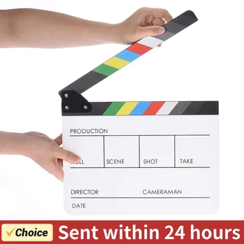 Acrilico colorato Clapperboard Clapper Board Dry Erase Director Cut TV Movie Film Action Slate Clap Handmade Cut Prop