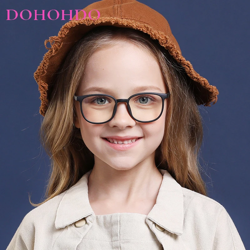 DOHOHDO Anti Blue Light Kids Glasses Boy Girls Computer Transparent Glasses Children Silicone Soft Without Graduation Eyeglasses