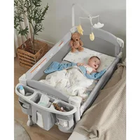 5 in 1 Baby Bassinet Bedside Sleeper, Baby Bedside Crib 5 Functions,Bedside Sleeper, Bassinet Crib, Changing Station for Newborn 1