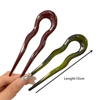U-Shaped Hair Fork Fashion Tortoiseshell Acetate Acrylic Hairpin Geometric Design Headwear Hair Sticks Women Girls - Image 2