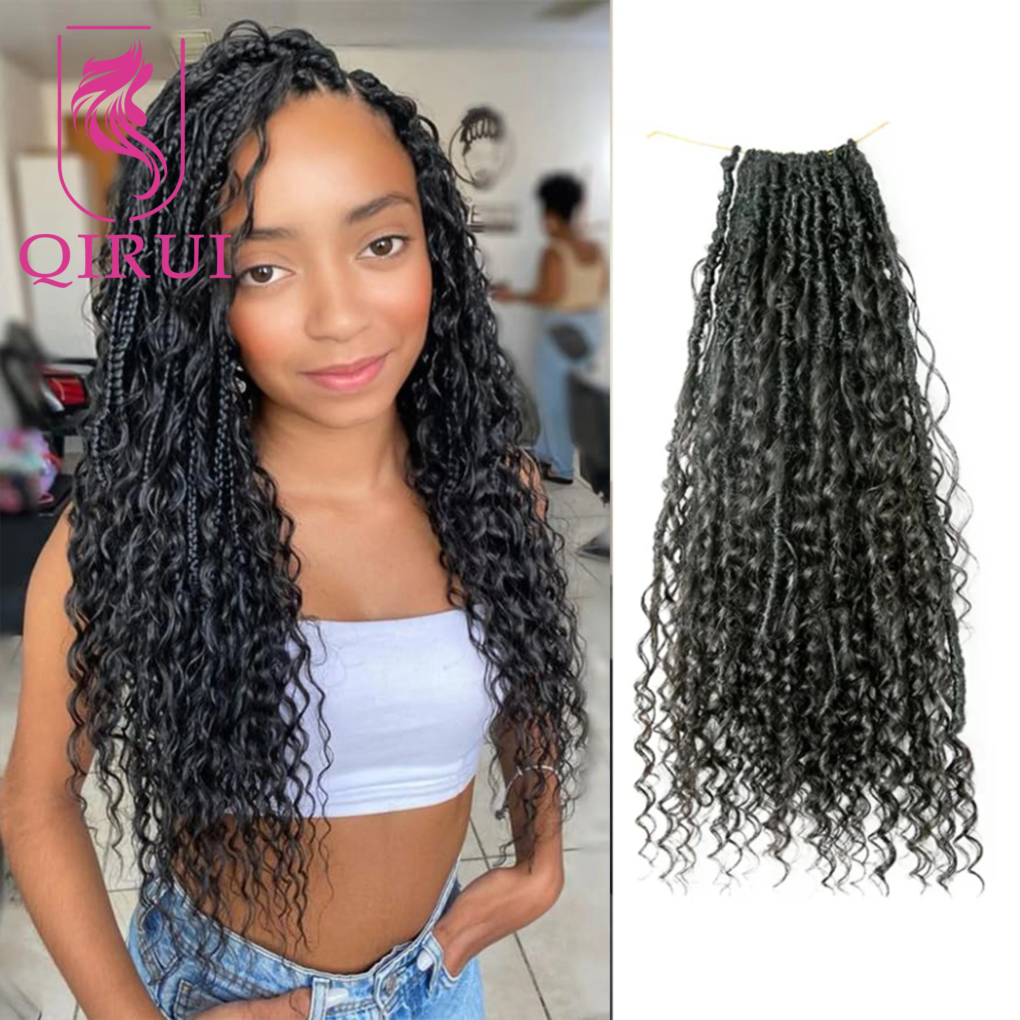 

Human Hair Goddess Boho Locs Crochet Hair Pre Looped Crochet Boho Dreadlocks Human Hair Curly Ends Braiding Hair Extensions