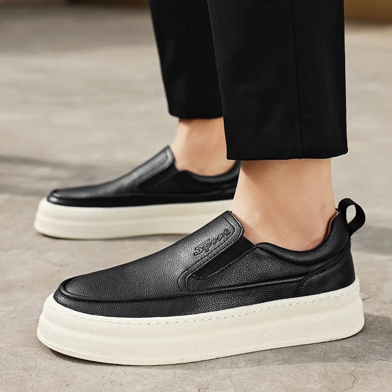 Genuine Leather Men's Shoes Luxury Handmade Designer Loafers Slip On Black Business Casual Shoes Moccasins Comfy Driving Shoes 4