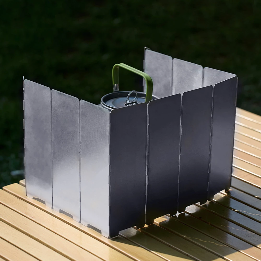 8/10 Plates Foldable Gas Stove Windshield Outdoor Camping Cooking Burner Windproof Screen Aluminium Alloy Stove Wind Shield Tool camping gas stove,stove windscreen,camping stove,gas burner,gas stove,camping stove accessories