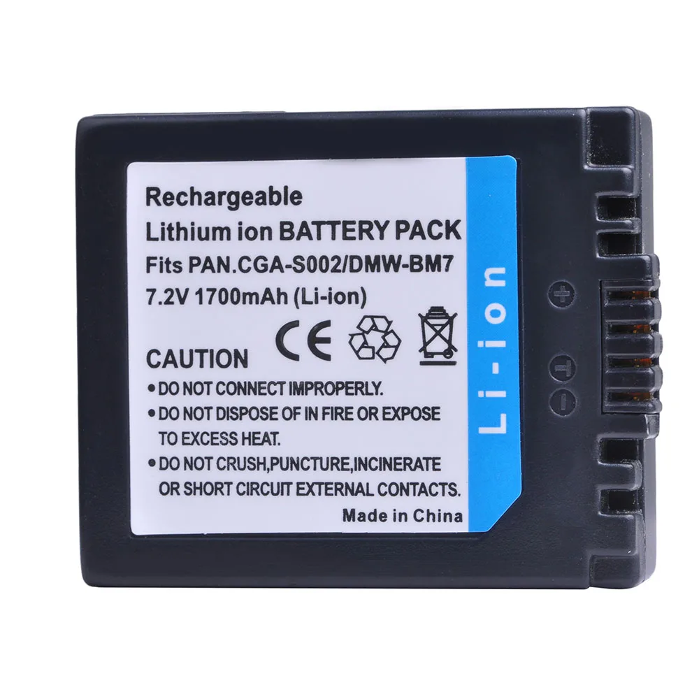 

1700mAh CGA-S002E CGA S002 CGA S002E DMW-BM7 Battery for Panasonic Lumix DMC FZ2 FZ3 FZ4 FZ5 FZ15 FZ10 FZ20 FZ1