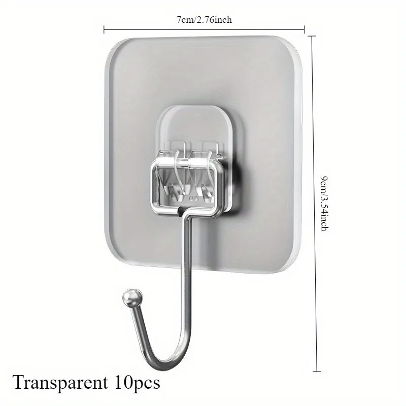 10Pcs Traceless wall hanging suction cup hook powerful adhesive without punching kitchen bathroom transparent adhesive hook