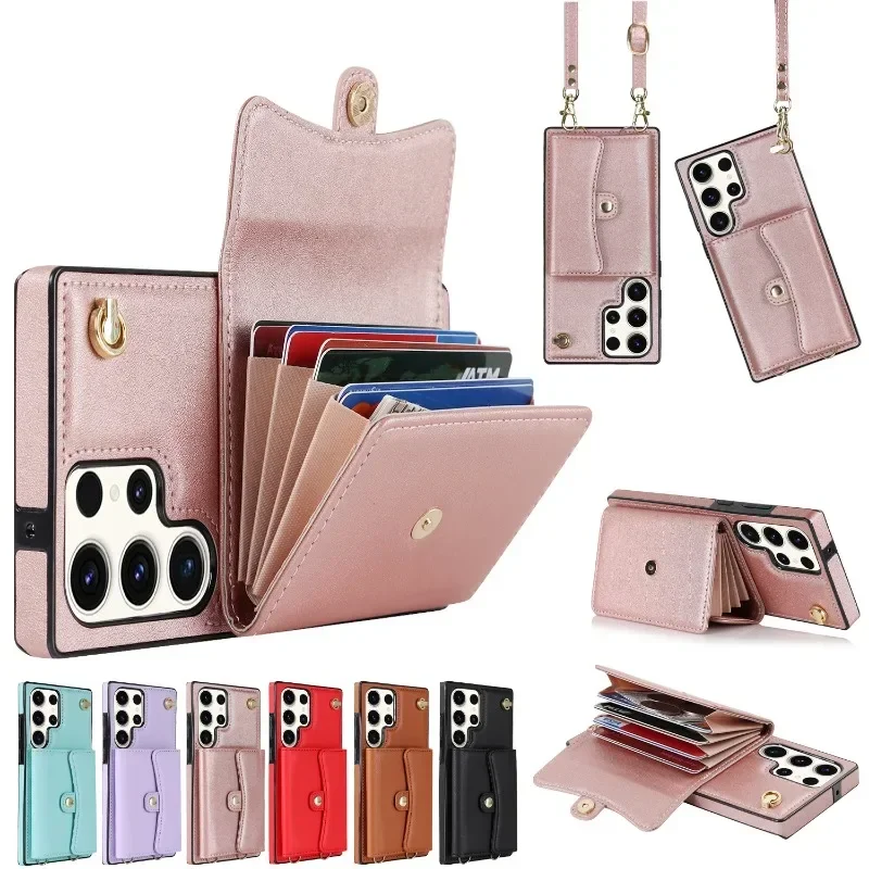 Elegant Wrist Strap Crossbody Phone Case with Wallet Card Holder