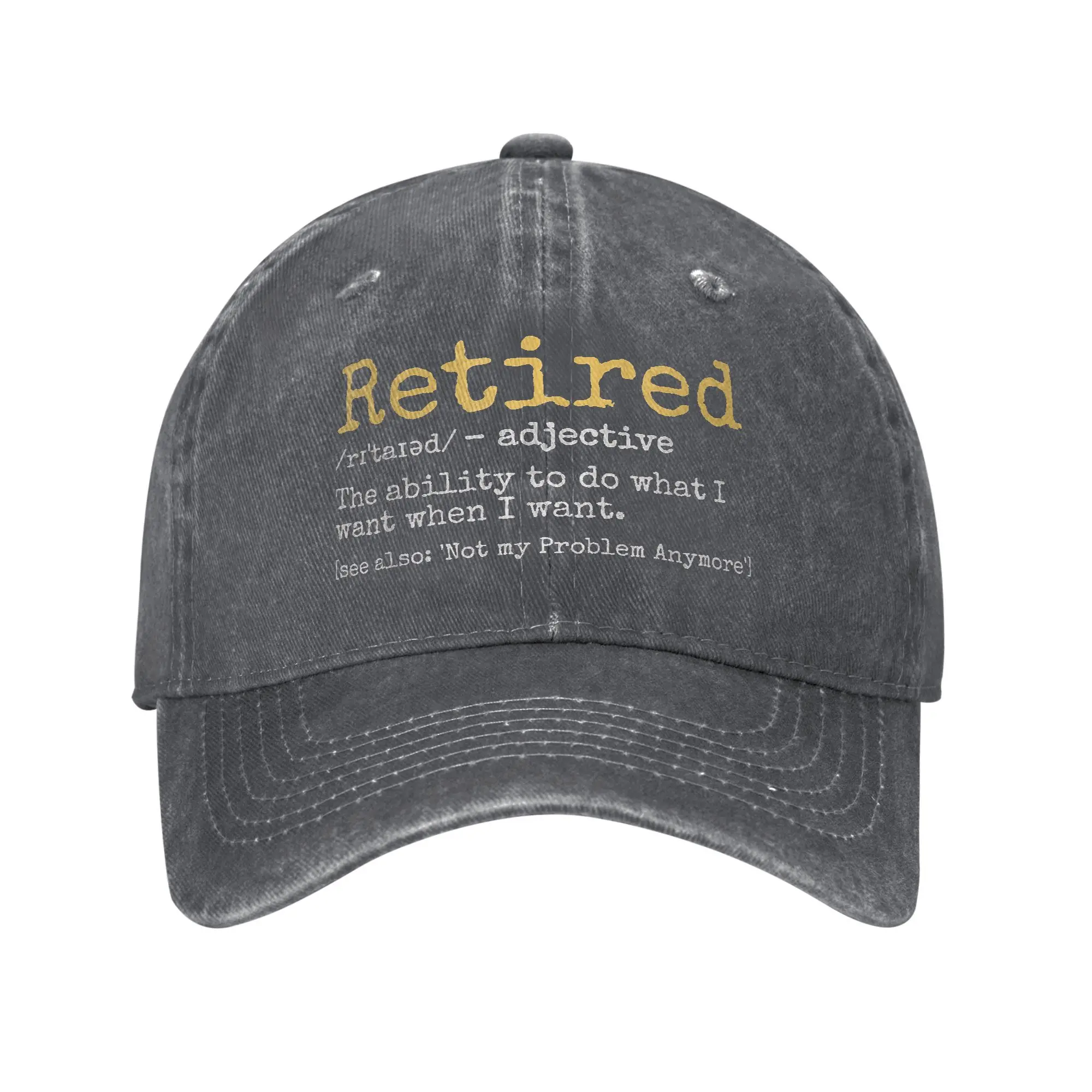 Fashionable Unisex Distressed Washed Snapback Cap - Funny Retirement Gag Baseball Hat