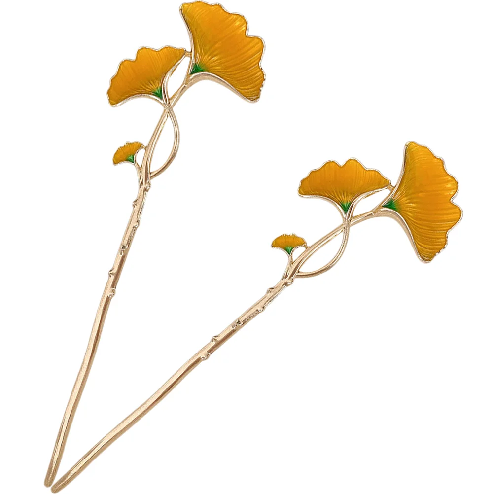 

Ginkgo Leaf Hair Stick Hair Clips Vintage Bun Hairpins Chinese Hair Chopsticks Chignon Pin Flower Hair Clip Women Pearl