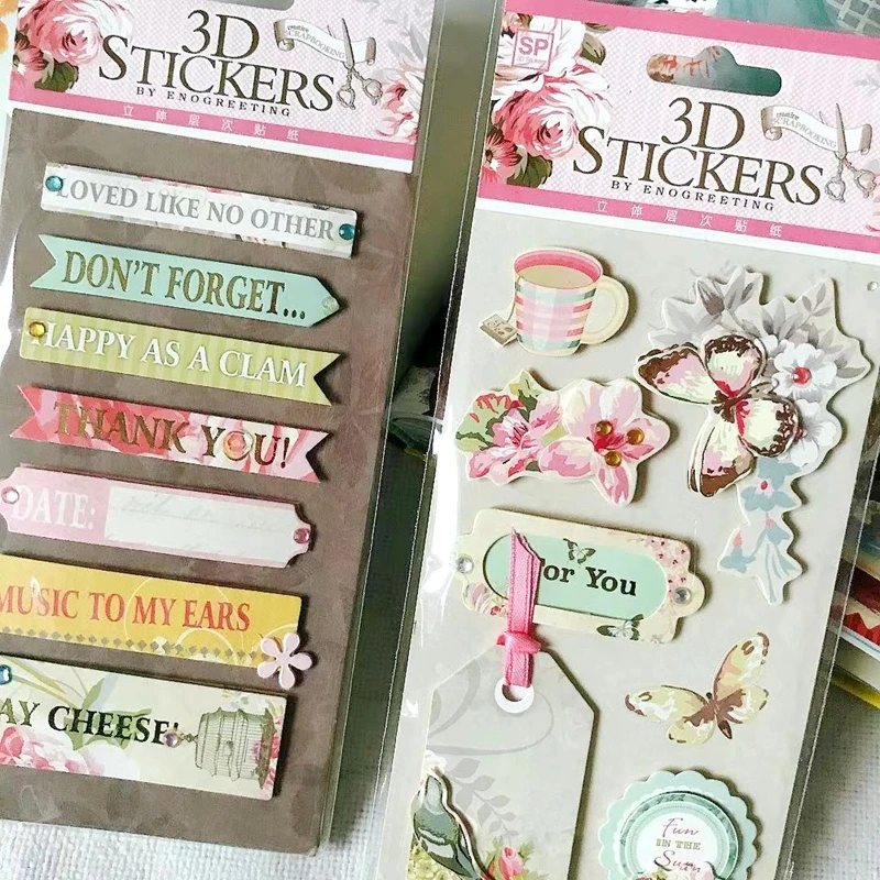 Vintage Label 3D Stickers Scrapbooking Material Flower Butterfly Bird Pattern DIY Junk Journal Card Tag Making Embellishment decorative stickers self adhesive stickers stationery stickers adhesive stickers decorative labels stickers floral stickers butterfly stickers diy scrapbooking accessories