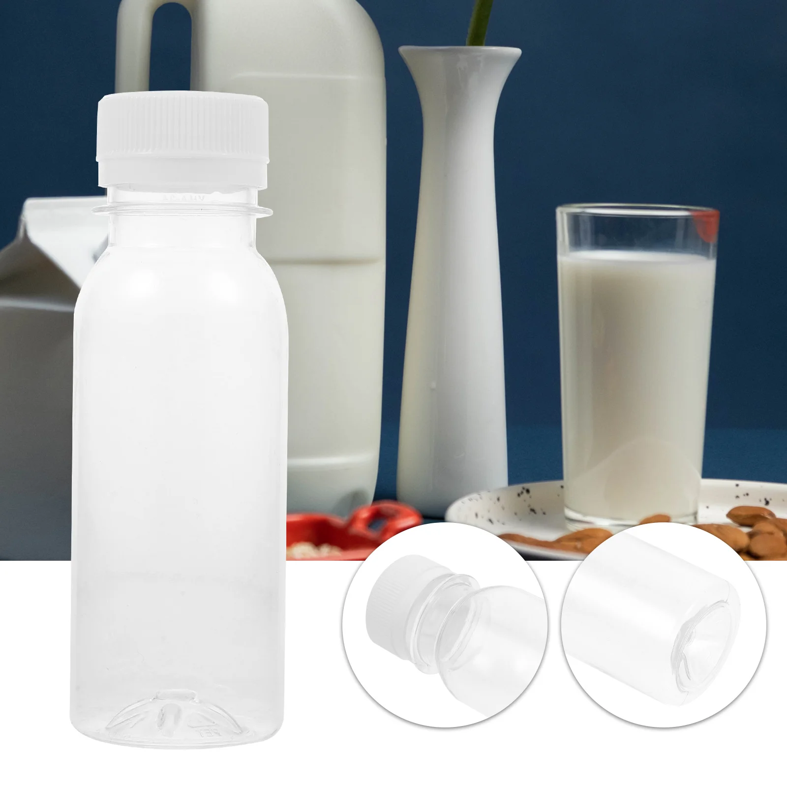 Plastic Beverage Bottle 6pcs Clear Milk Juice Bottle 100ml Milk Breast Storage Bottle With Lid Plastic Child Disposable Beverage Container KitchenSupply