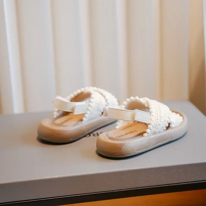 Kids Fashion Girls Sandals 2025 New Soft Ethnic French Wind Open-toe Cool Breatheable Princess Shoes Children Versatile Platform