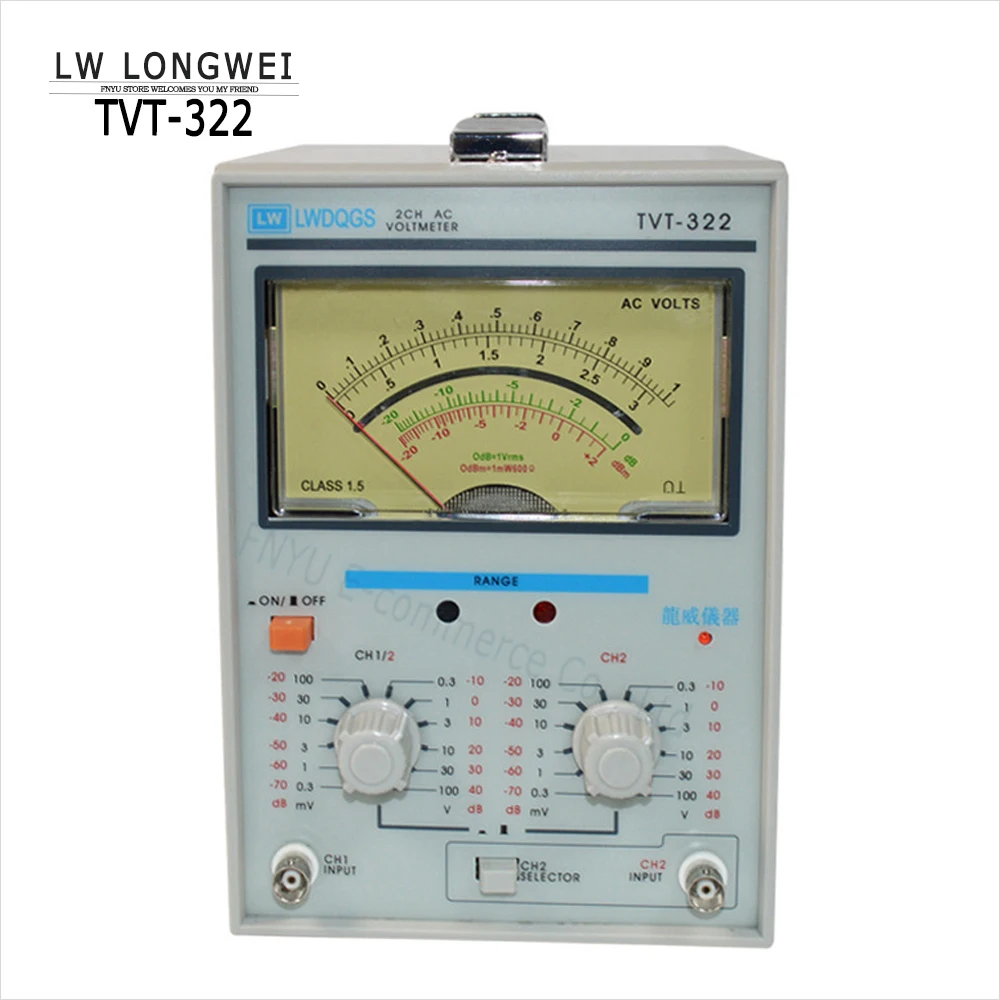

Pointer Voltage Measuring Frequency Instrument TVT-322 300μV~100V 5Hz~1MHz Dual Pointer Display Two-Channel Millivoltmeter
