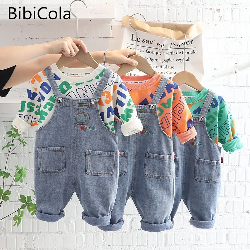 

Spring Autumn Infant Baby Overalls Boys Long Sleeve Pullover Boys Jumpsuit Fashion New Kids Denim Pants Outfit Children Clothing