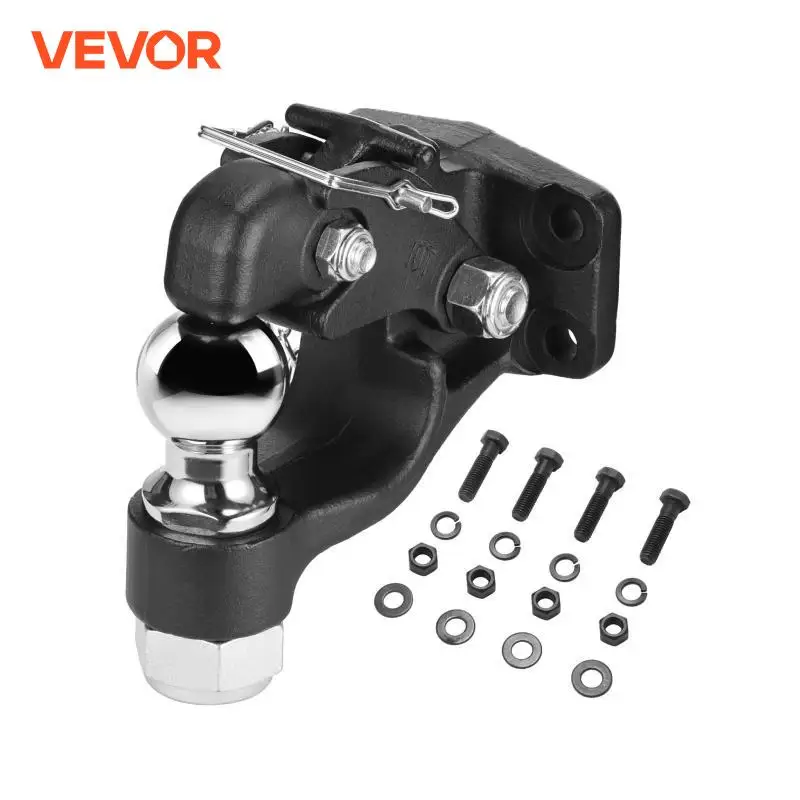 VEVOR 20000 lbs Trailer Hitch Receiver Pintle Hook Combination 2in & 2-5/16in Hitch Ball fits for 2.5-3in Lunette Ring for Truck
