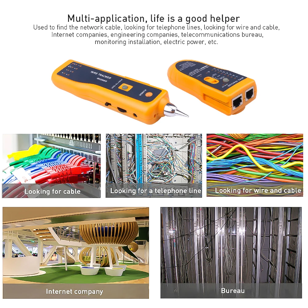 Testador de Cabo de Rede Lan Rastreador de Fio Localizador de Linha de Detector Kit de Ferramentas de Tom de Diagnóstico Stp Utp Cat5 Cat6 Rj45 Rj11 - Imagem 2