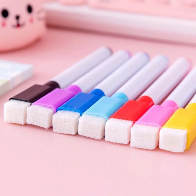 Marker Pens 8-color Bag Washable Color Core Black Core Whiteboard Pen With Brush Water-based Environmentally Friendly Erasable Pen