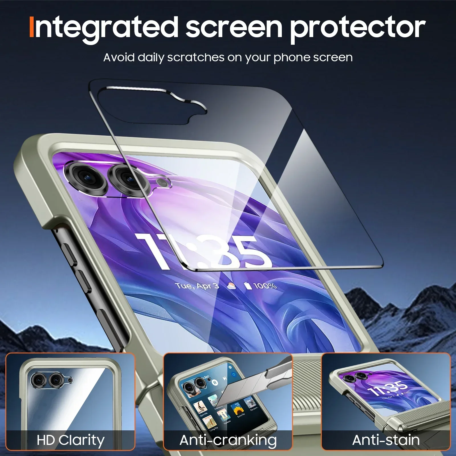 Global Carnival Festival Shockproof Phone Case with Hinge Cover and Screen Protector - Titanium