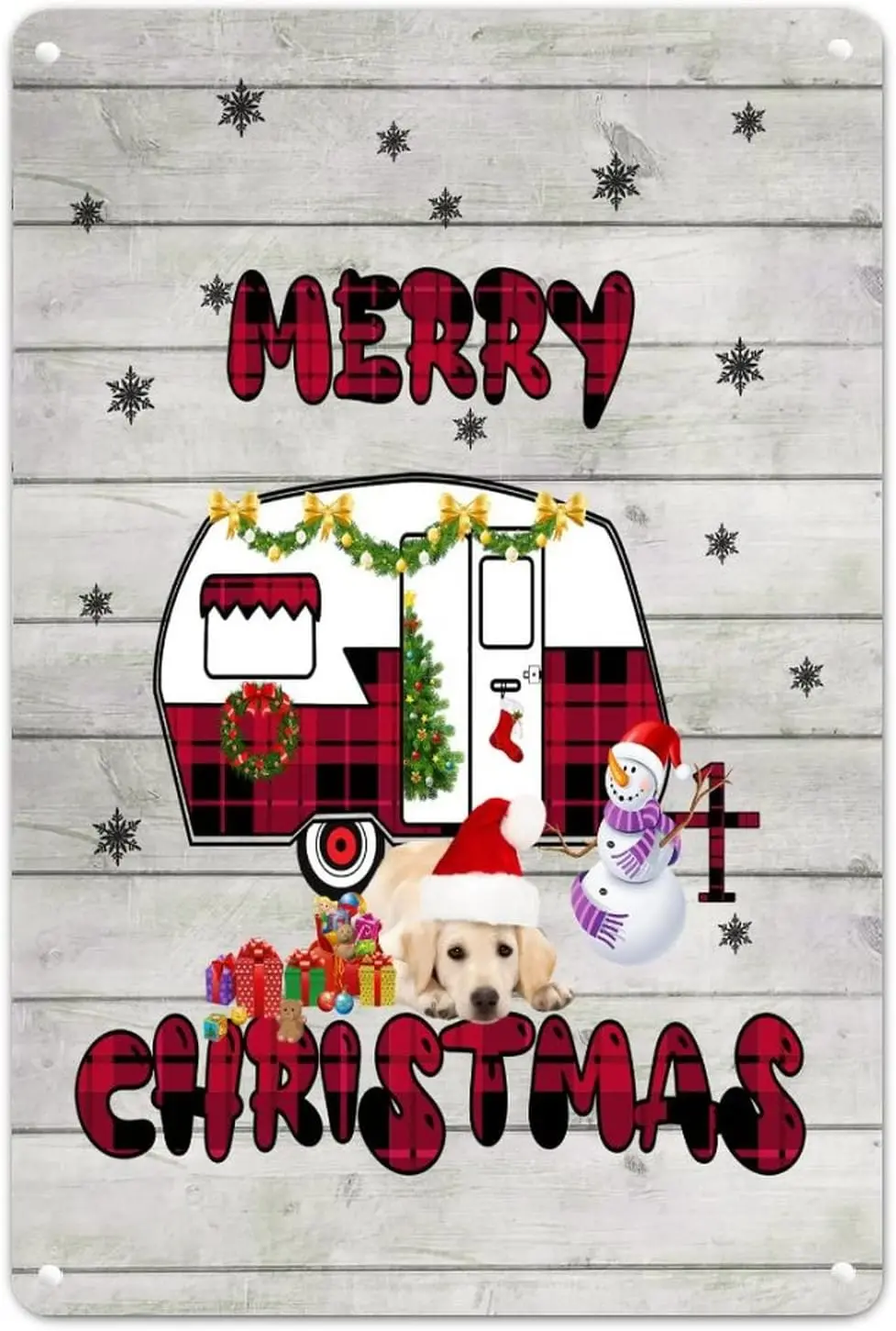 

Красный черный клетчатый автомобиль Рождественский металлический знак Лабрадор Снеговик жестяной знак винтажный сезонный знак приветствия Южный Стиль Искусство для каминной доски