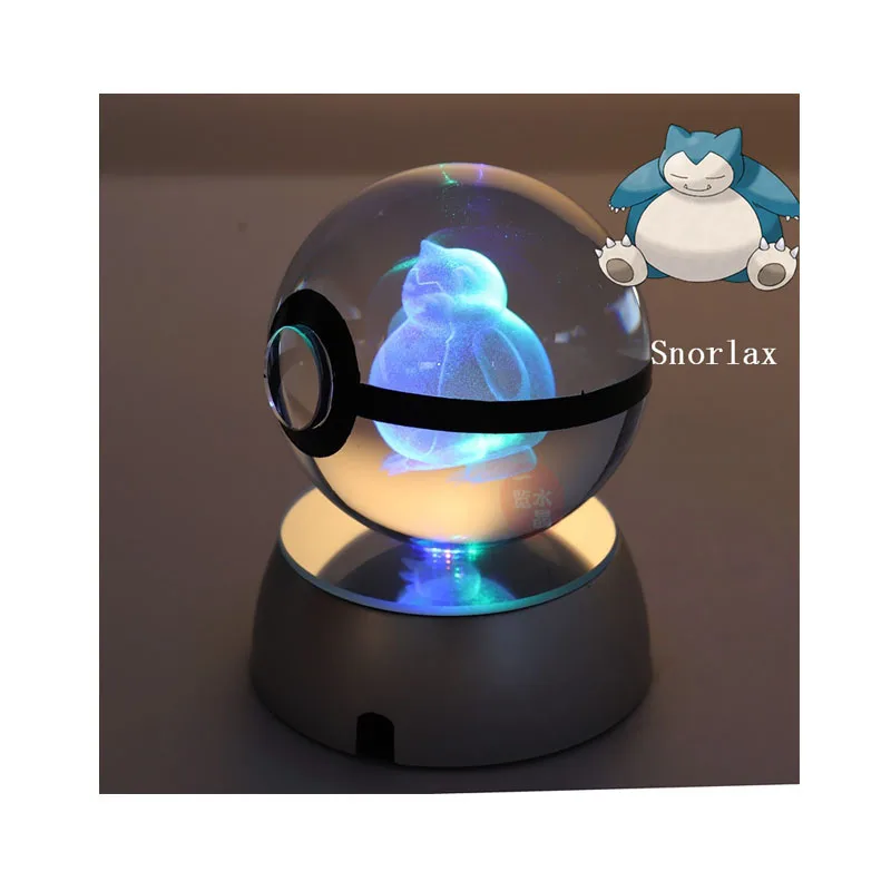 Anime Pokemon 3D Crystal Ball Snorlax Figure Pokeball Engraving Crystal Model with LED Light Base Kids Gift ANIME GIFT 1 Anime Pokemon 3D Crystal Ball Snorlax Figure Pokeball Engraving Crystal Model with LED Light Base Kids Gift ANIME GIFT 1