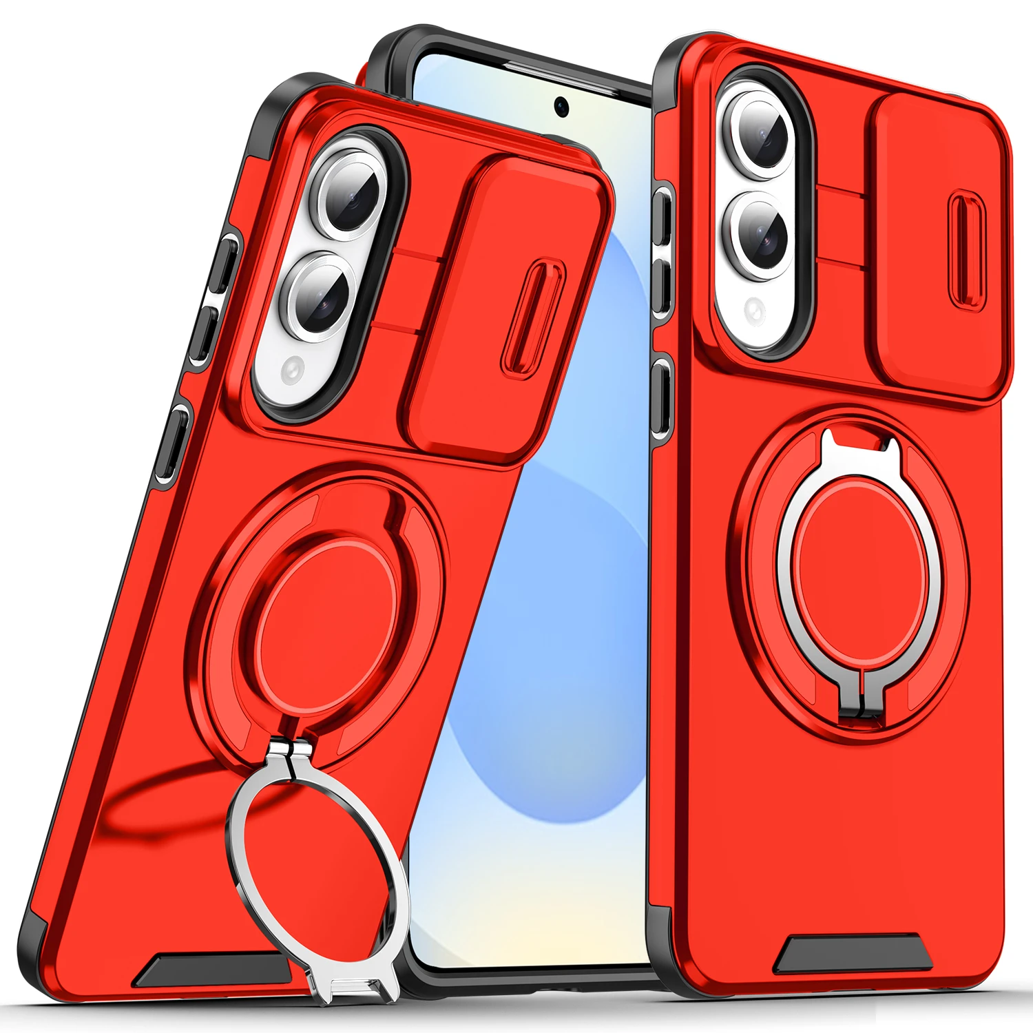 Heavy Duty Shockproof Armor Case with Slide Camera Lens Cover, Built-in Stand & Magnetic Car Mount