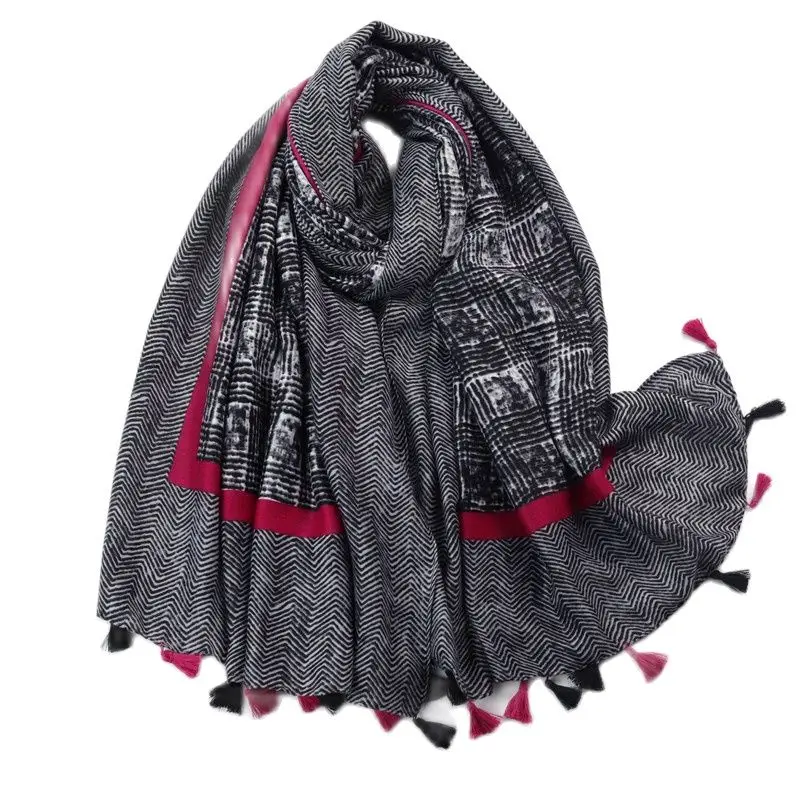 

Women Fashion Luxury Brand Cotton Scarf Zebra Plaid Tassel Shawls Autumn Winter Wrap Hijab Lady Pashmina Viscose Foulards Stole