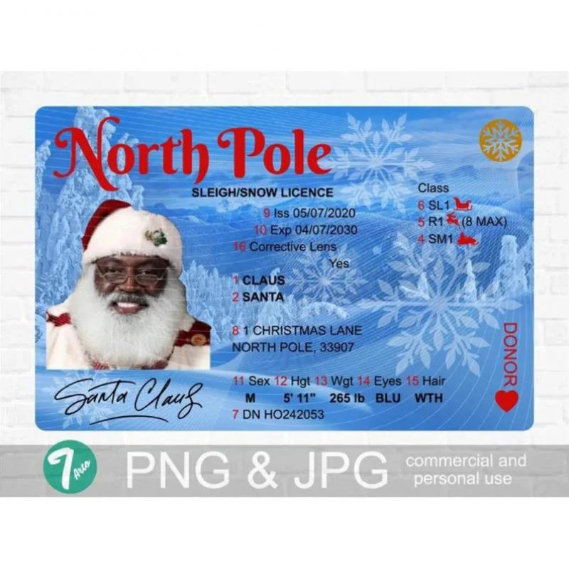 thumbnail image 1 of 5-1 tarjeta de Papá Noel con licencia de vuelo para la víspera de Navidad, regalo de Navidad para niños, decoración navideña para niños, 1 of 5
