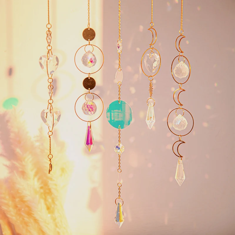Crystal Sun Catchers Pendant Crystal Rainbow Prism Window Balcony Hanging Shiny Chakra Wind Chime Home Garden Decoration