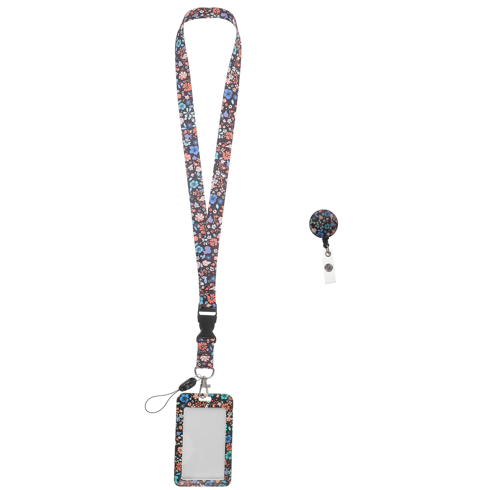 

Floral Lanyard Card Holder Cards Protector Bus Cover Sleeve Student Badge Lanyards