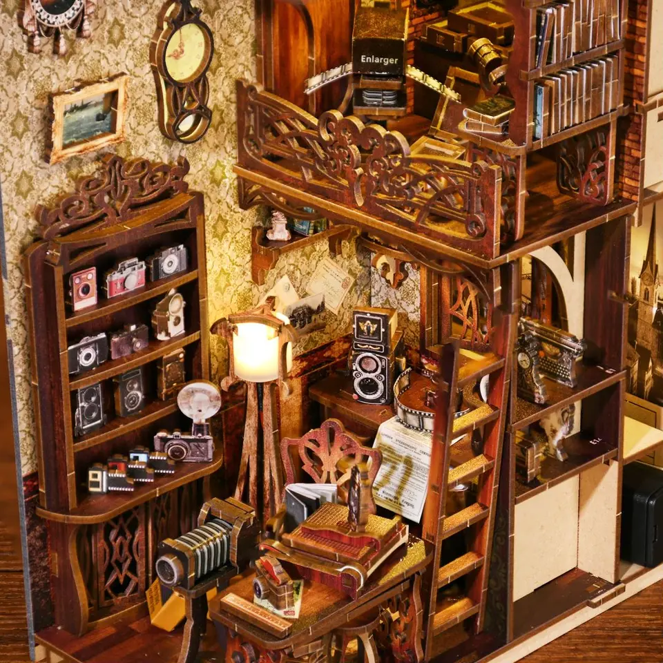 DIY Wooden Book Nook Miniature Dollhouse Kit