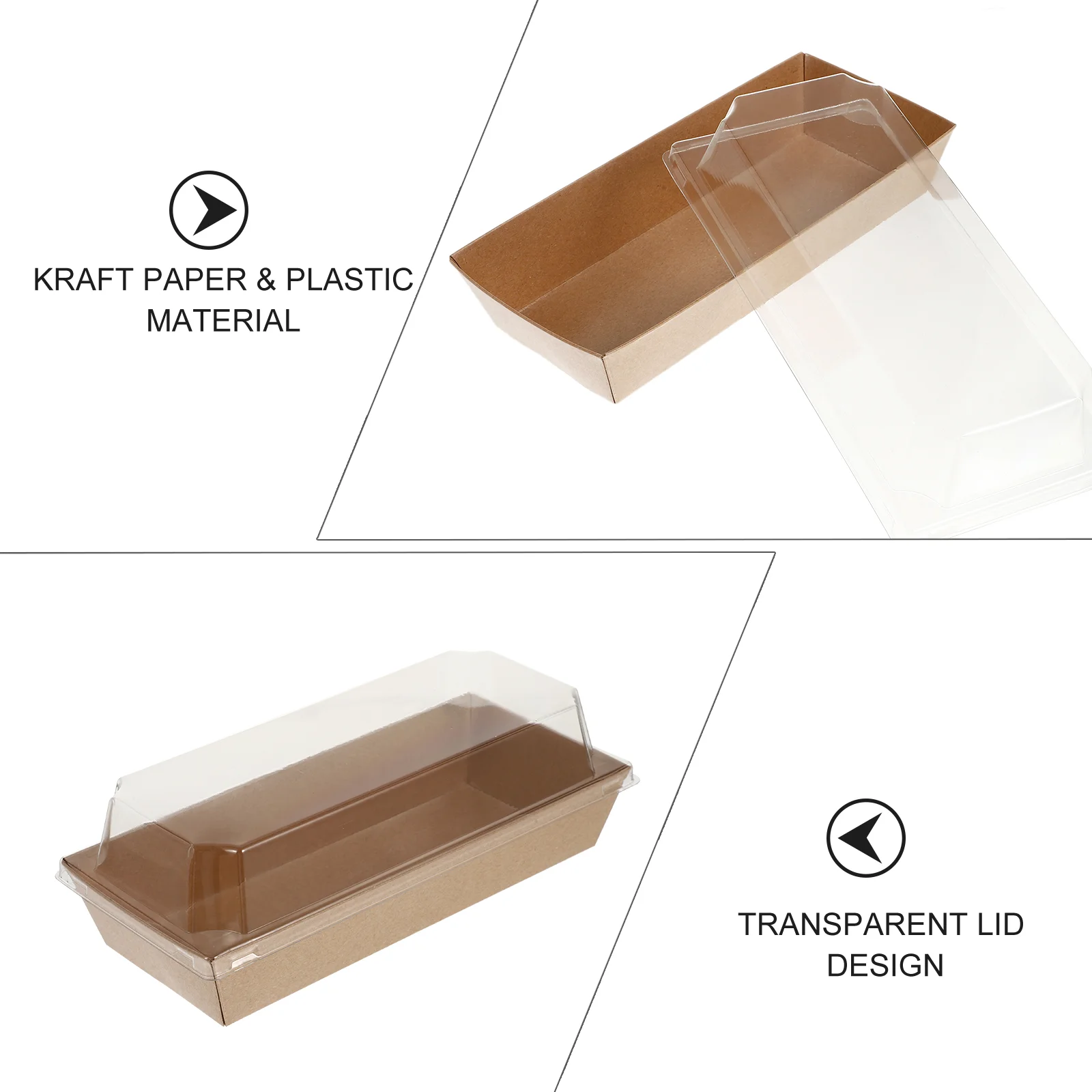 10 Scatole Porta Panini In Kraft Con Coperchio Trasparente, Ideali Per Asporto, Picnic E Torte, Monouso Resistenti