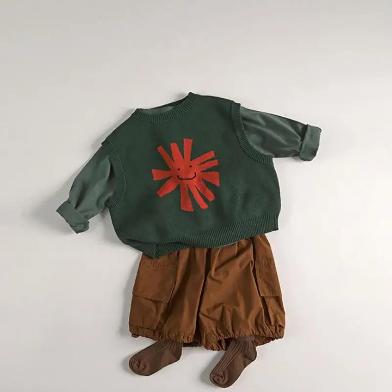 Childrens Sleeveless Knitted Vest - Cute Animal Cotton Sweater Coat for Boys  Girls