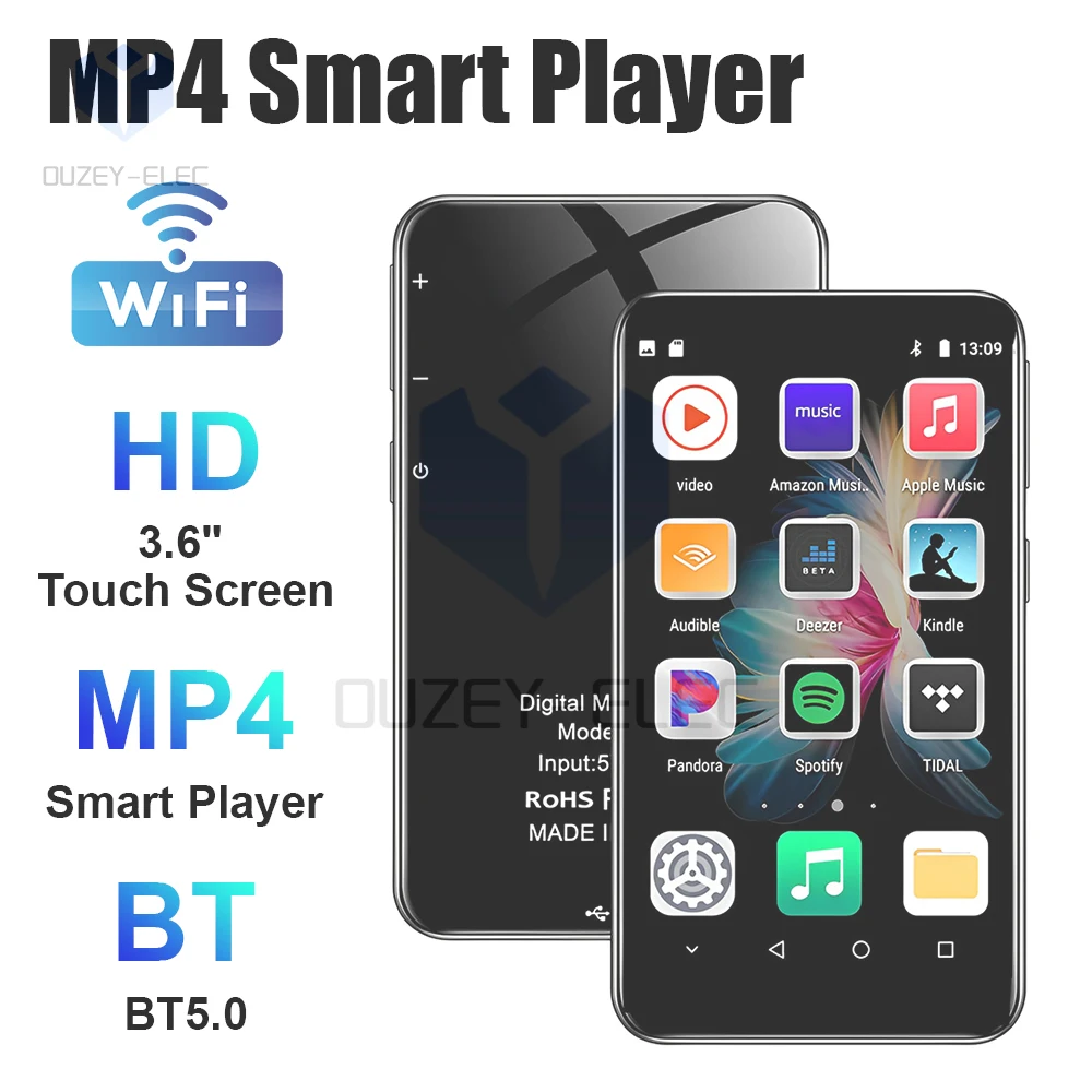 

MP4 Player 3.6inch Full Touch Screen Bluetooth WiFi MP3 MP4 Music Players with Spotify Android Streaming Supports Hebrew