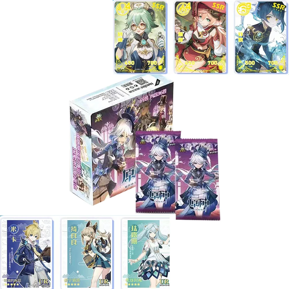 

Genshin Impact Cards Anime Project Game Lumine Booster Box Collection Cards Games Rare SSR SR Card Toys Birthday Gifts