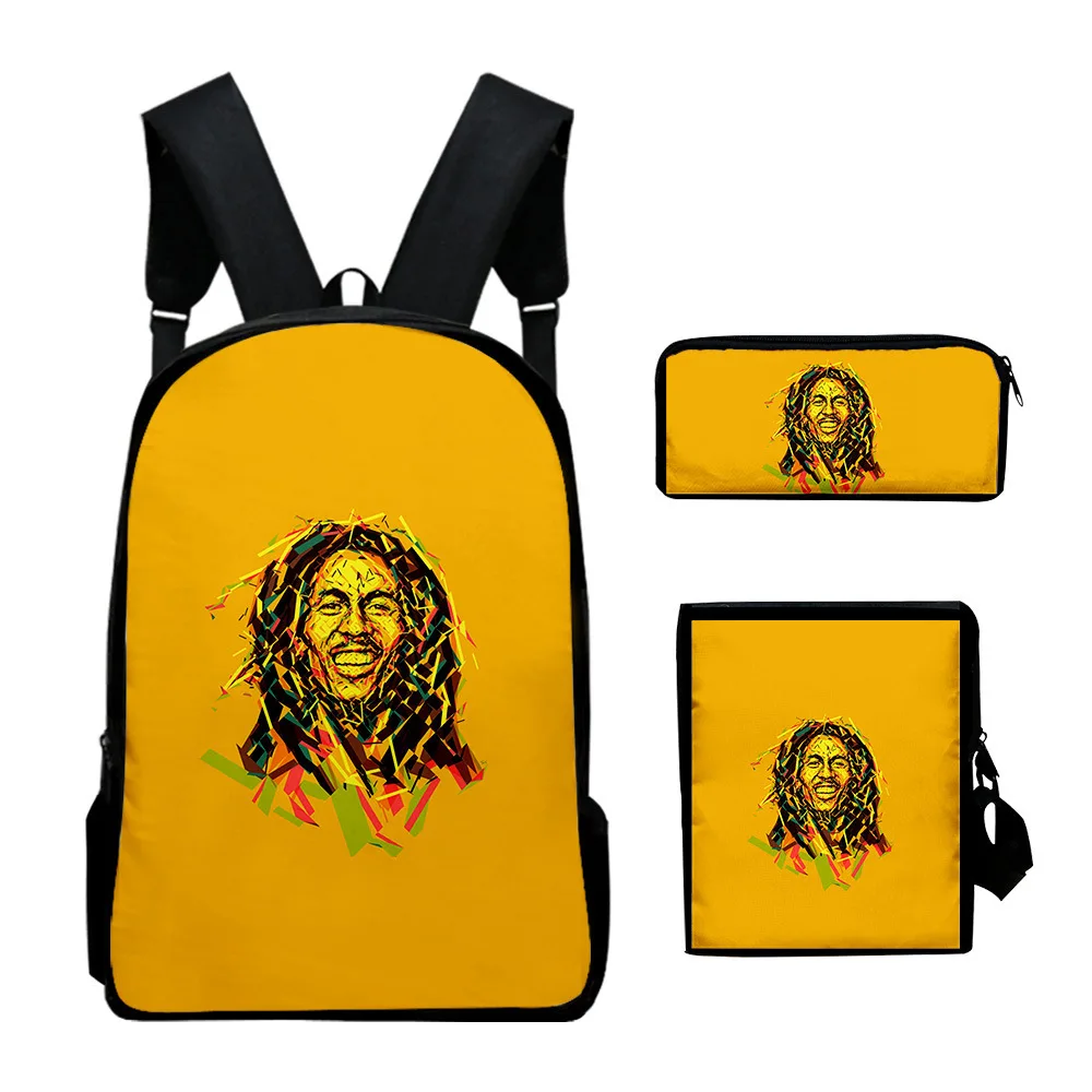 Classic Fashion Bob Marley 3D Print 3pcs/Set pupil School Bags Laptop Daypack Backpack Inclined shoulder bag Pencil Case