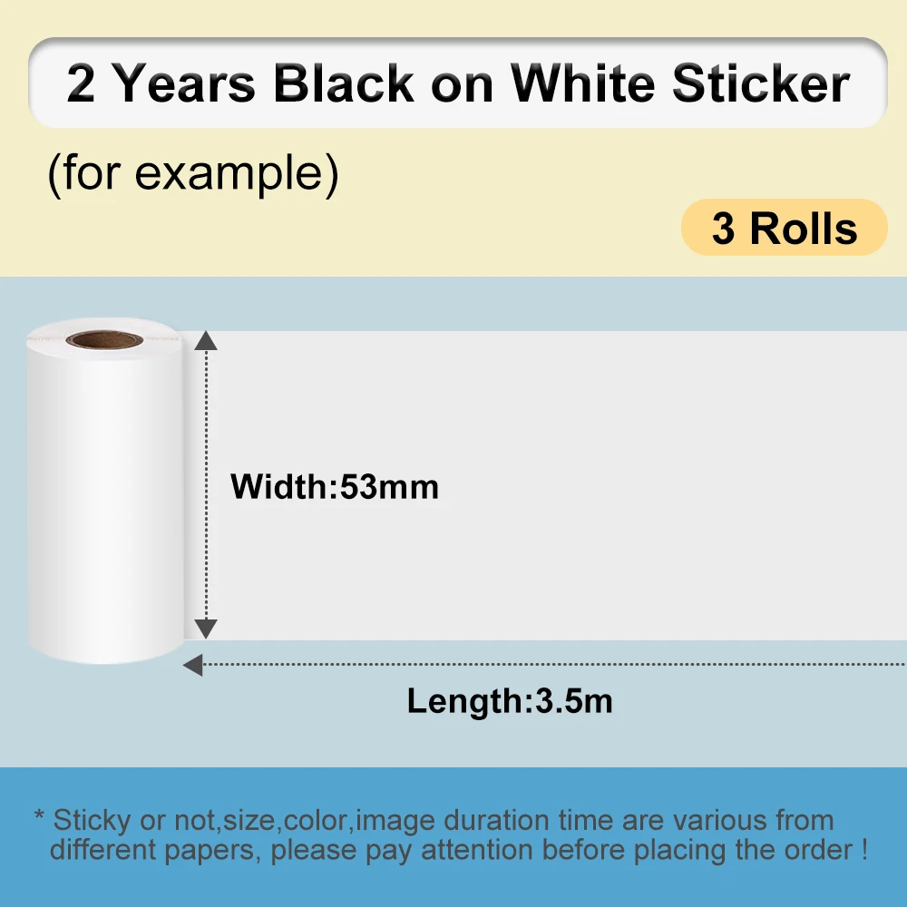 M02/M02pro 감열 스티커 용지, 다양한 색상 라벨 스티커, 자체 접착 라벨, 롤 폭 50/53mm, Phomemo 감열지
