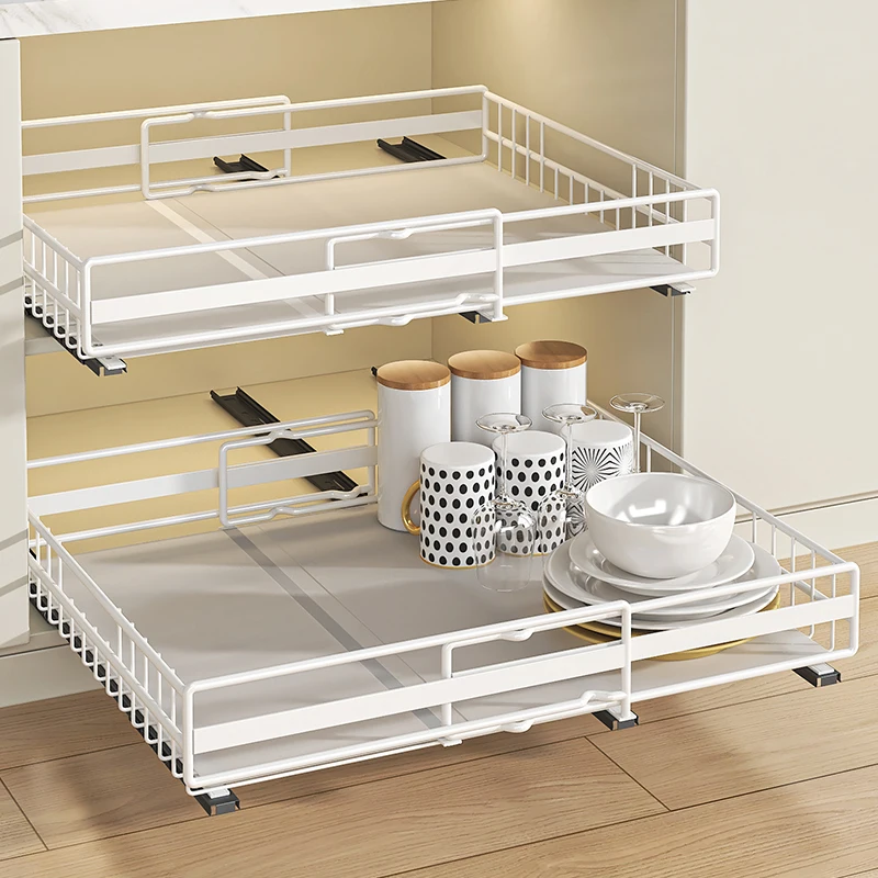 Pull-Out under the Cabinet Storage Straw Kitchen Organizer Rack for Utensils Cutlery Maximizing Space,Width Extendable 4