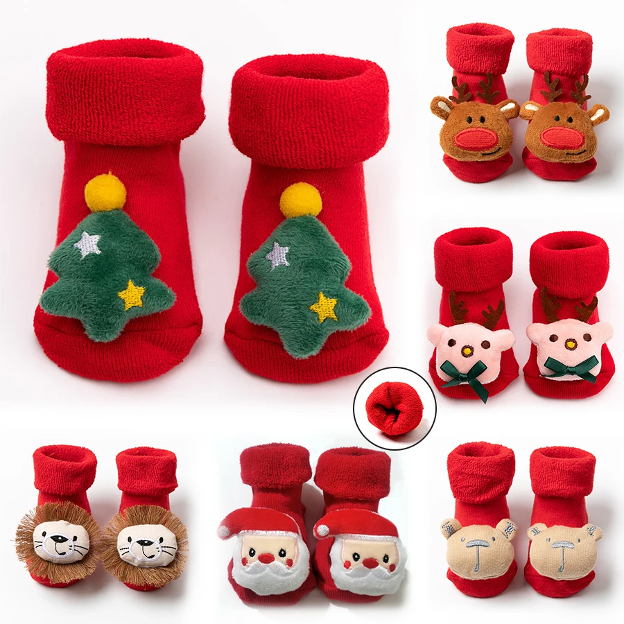 Christmas Baby Socks Baby Boys Girls Spring Autumn Winter Anti Slip Socks Infant Newborn Soft Cotton Floor Sock Cartoon Shoes cotton socks cartoon socks children socks