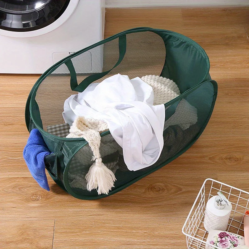 

Horizontal Foldable Laundry Basket Mesh Cloth Breathable Laundrys Hamper Large Capacity Storage Baskets Home Accessories